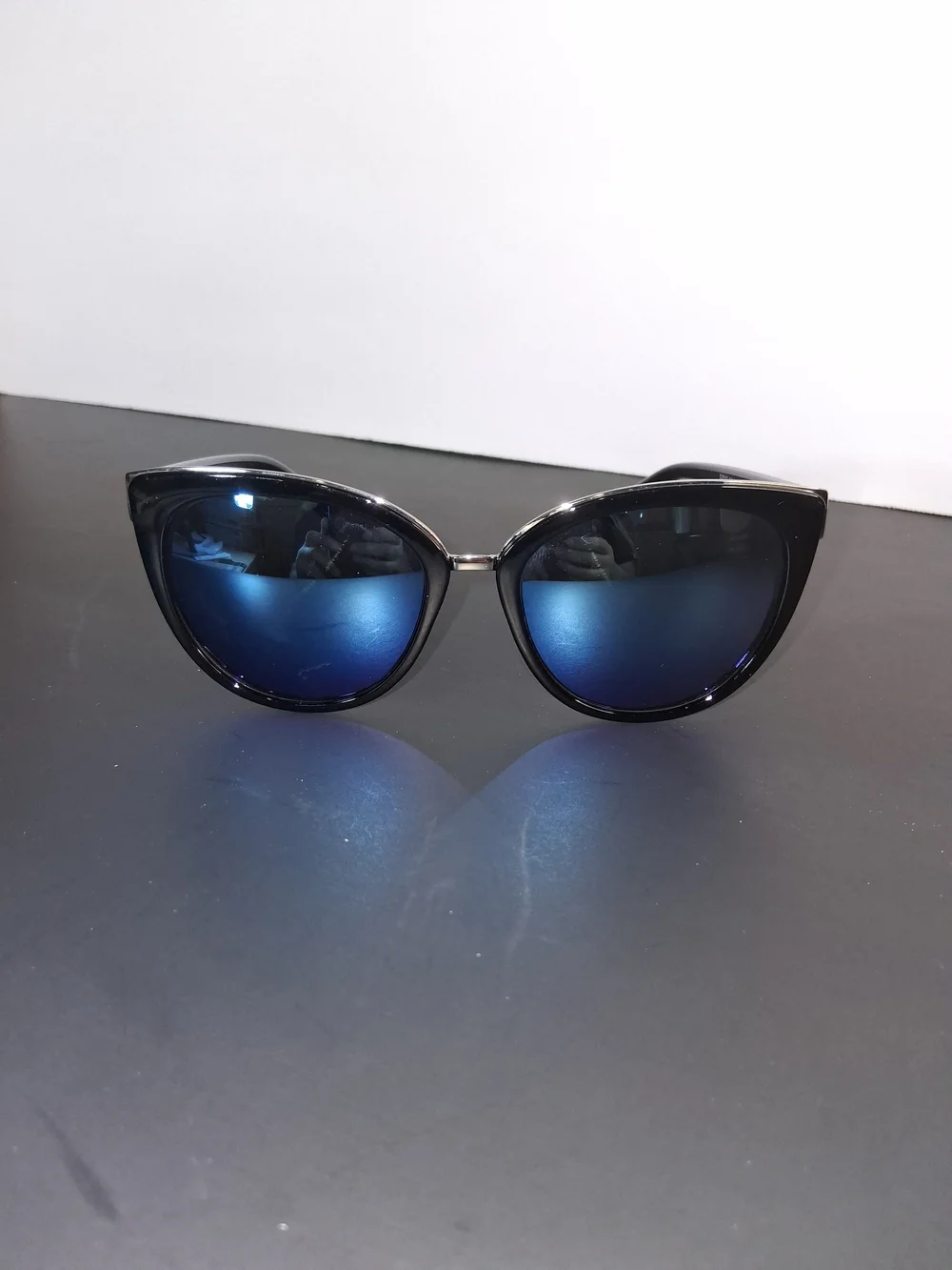 Black Frame Blue Lens Women's Sunglasses